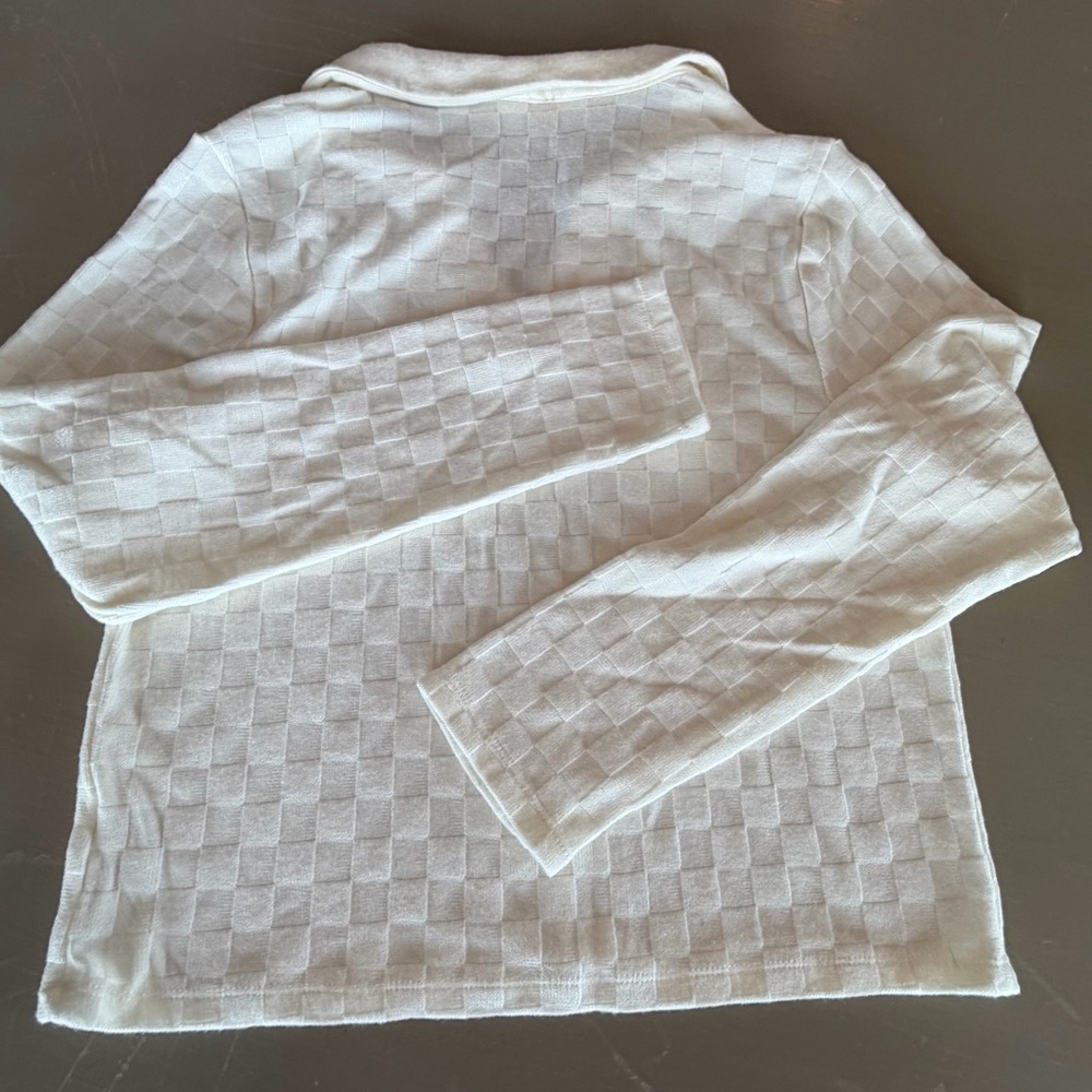 Atelier by Kirious Crop Sweater WMNS L White Pullover VNeck Long Sleeve Stretch - Picture 8 of 8